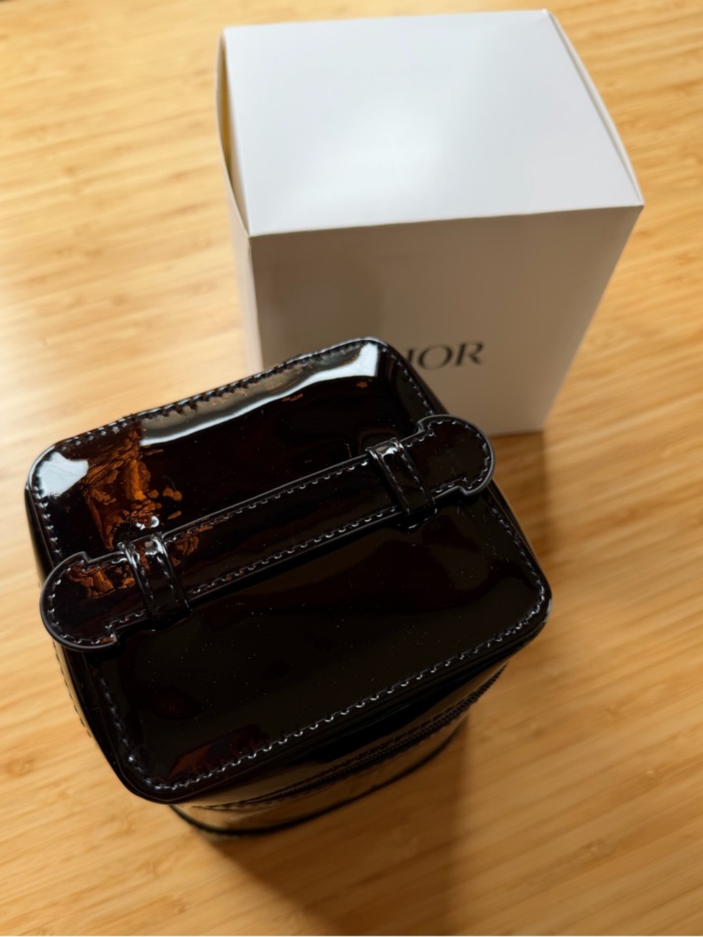 Dior Black Patent Vanity Case Makeup Bag with Top Handle - Picture 5 of 5